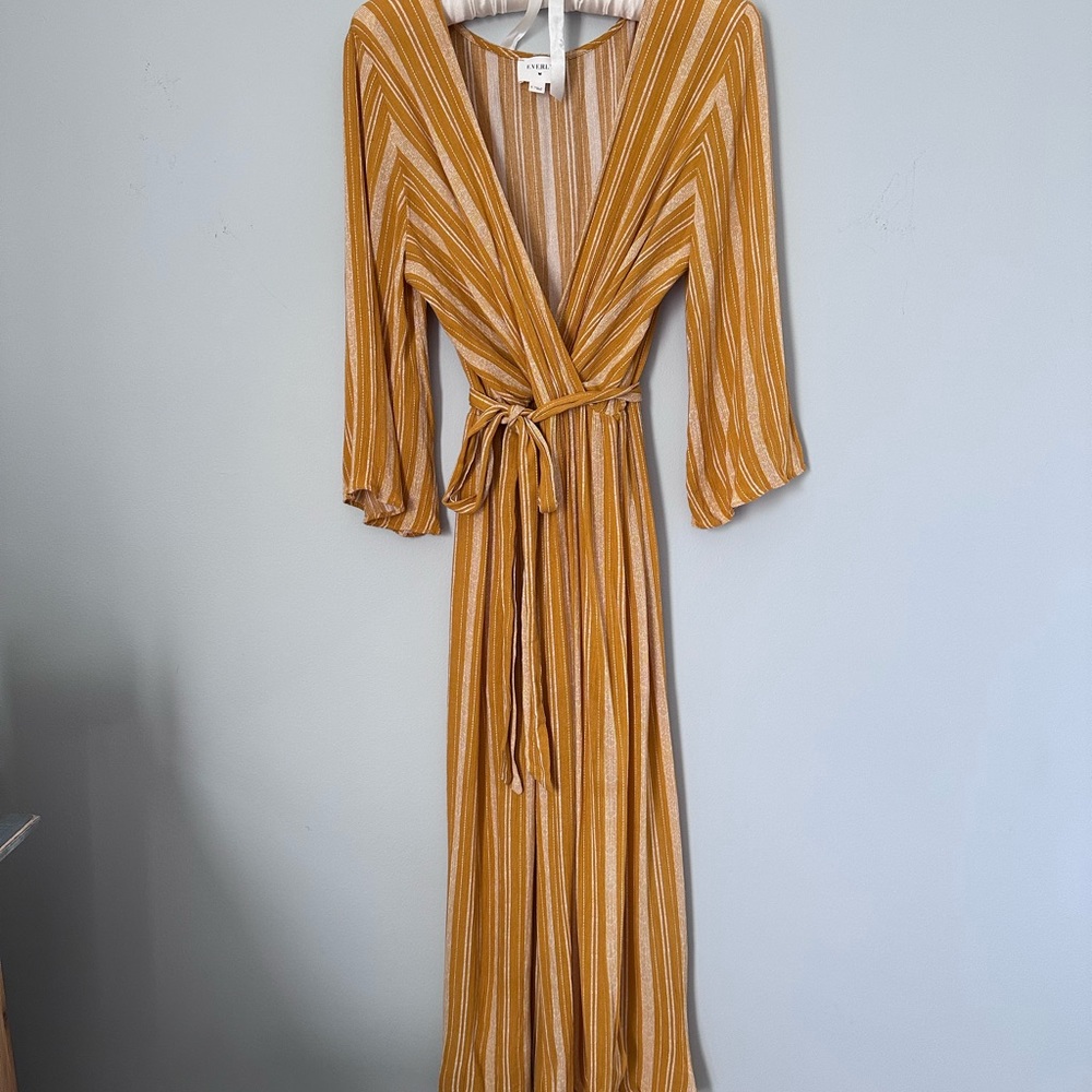 Adorable ⭐️ Everly Mustard Yellow Striped Jumpsuit. Sz S.